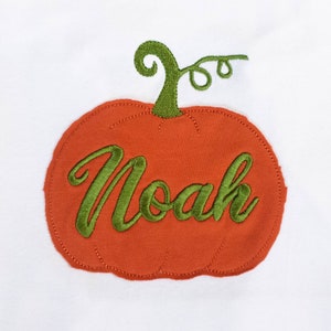 Pumpkin custom name embroidered baby girl or boy bodysuit in burnt orange color image 5