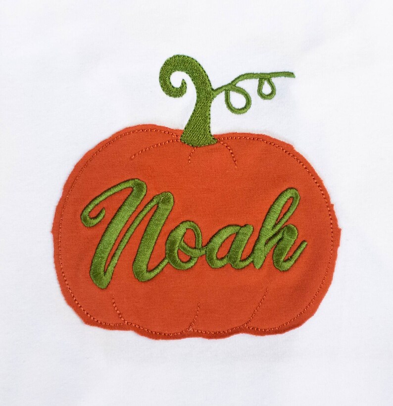 Pumpkin custom name embroidered baby girl or boy bodysuit in burnt orange color image 5