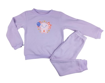 Axolotl outfit girl sweatsuit applique embroidery with name and or number