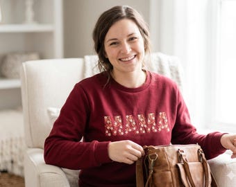 Mama floral embroidered sweatshirt mom gift nana auntie grandma granny