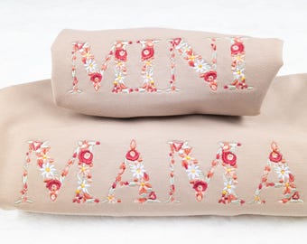 Mommy and me floral embroidered crewneck sweatshirt mama & mini