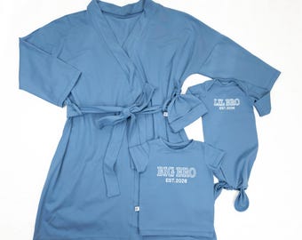 Custom family set maternity robe baby pajamas big brother shirt dad big sis