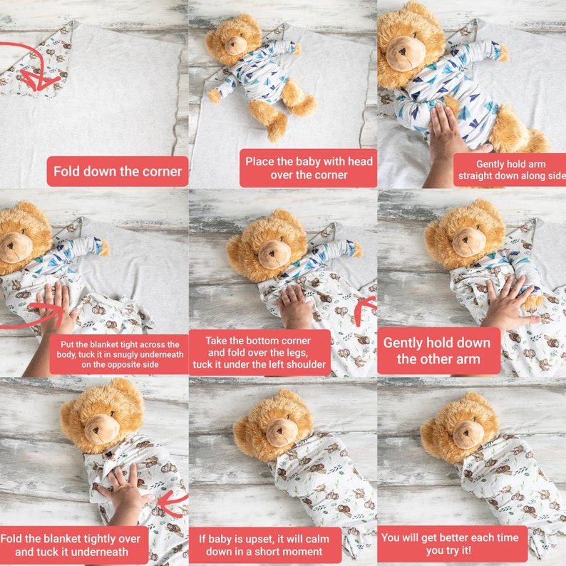 Baby Boy Swaddle Set With Hat With Forest Animal Print Etsy