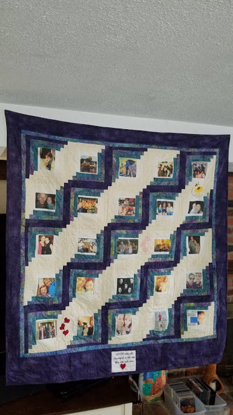 Custom Wedding or Anniversary Photo Memory Quilt Personalized With