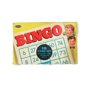 Juego de 15 cartas Whitman Bingo vintage de los años 50