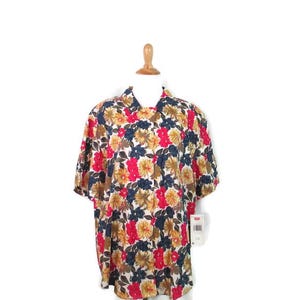 Chemisier à fleurs 2X Docker&#39;s Levi&#39;s 90&#39;s pour femmes NOS avec étiquette rembourrée à épaules dénudées