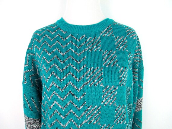 Vintage 1980's Abstract Sweater Retro Geometric S… - image 3