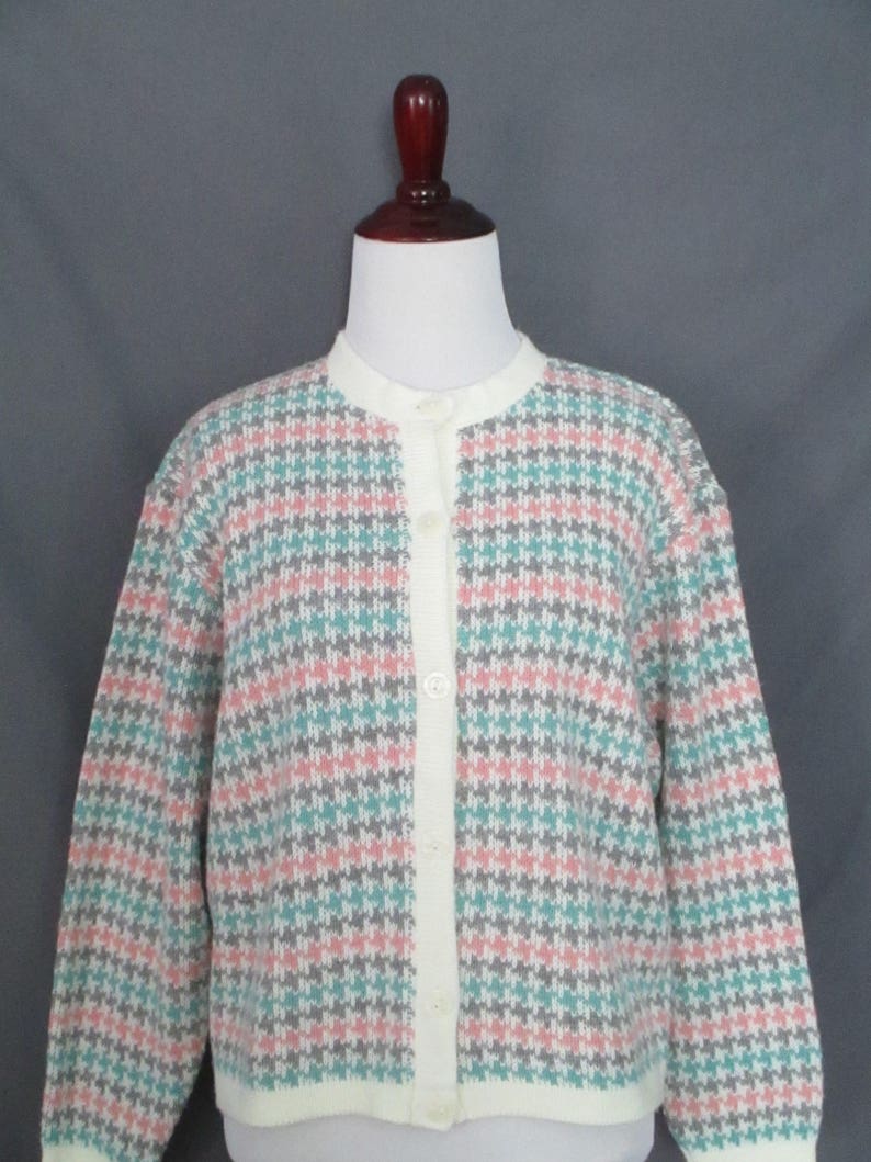 Vintage 1980/'s Pastel Cardigan Button Front 80/'s Sweater Cricket Lane Women/'s Size Small Preppy Cardigan Sweater 1980/'s Clothing