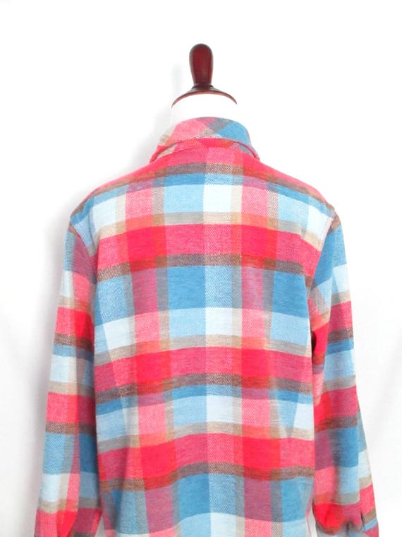 90's Pink & Blue Plaid Blouse Vintage 1990's Size… - image 5