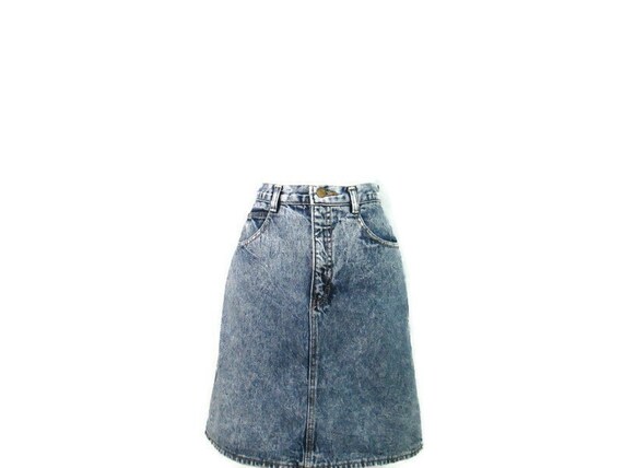 80's Acid Wash Denim Skirt Eye Stoppers Women's S… - image 1