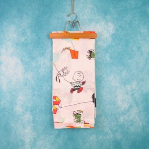 Vintage 70's Peanuts Full Flat Bed Sheet Pościel dla dzieci z motywem Charliego Browna i Snoopy'ego