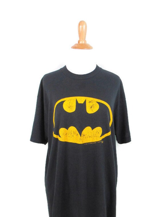 Adult Black DC Super Hero Batman Logo Knitted Sweatshirt w// Striped Sleeves