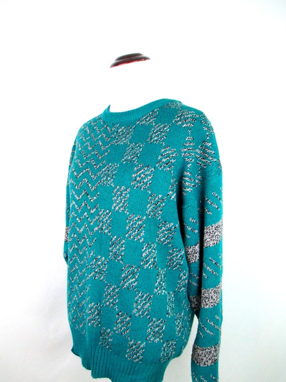 Vintage 1980's Abstract Sweater Retro Geometric S… - image 4