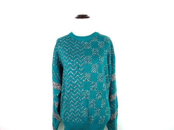 Vintage 1980's Abstract Sweater Retro Geometric S… - image 1