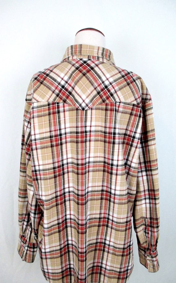 Vintage Wrangler Pearl Snap Flannel Western Cowbo… - image 5