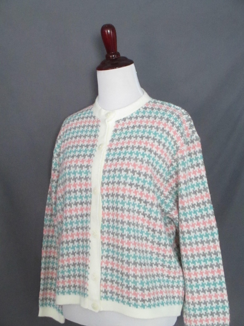 Vintage 1980/'s Pastel Cardigan Button Front 80/'s Sweater Cricket Lane Women/'s Size Small Preppy Cardigan Sweater 1980/'s Clothing