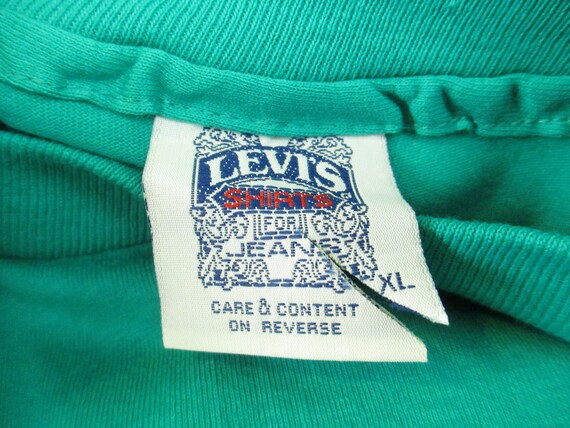 Button Your Fly Levi's 501 Teal Graphic Tee XL Co… - image 3