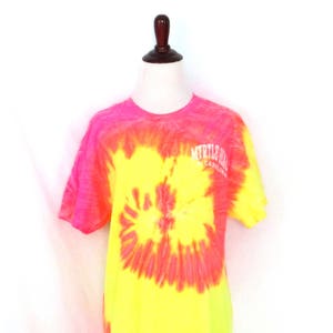 Myrtle Beach Tie Dye T-Shirt Vintage 90's Neon Tie Dyed Tee South Carolina Souvenir Shirt Women's Medium Bright Colorful Shirt