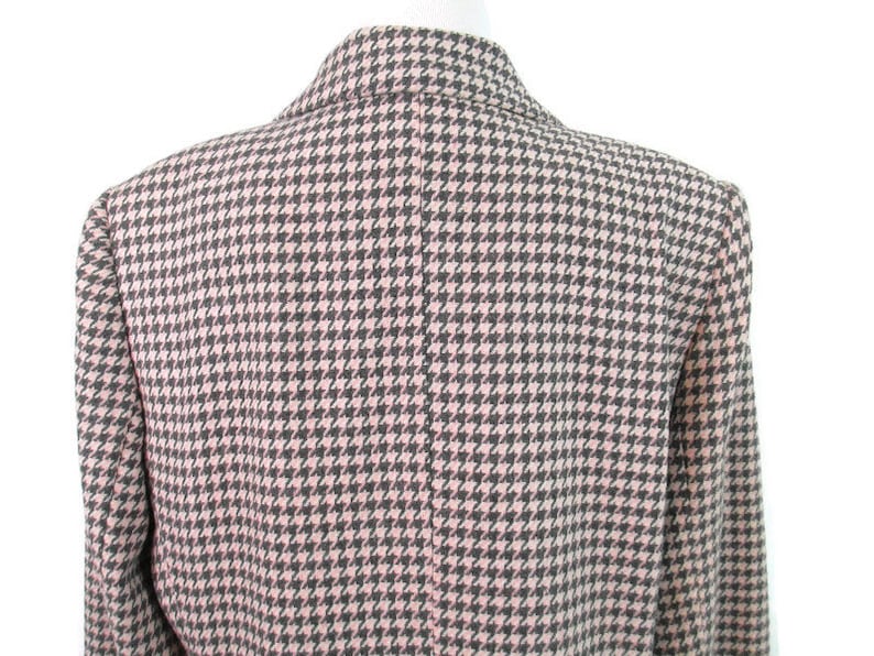 Vintage Pink Gray Houndstooth Blazer 1980/'s Wool Blend Padded Shoulder Fully Lined Women/'s Size 14 Blazer Classic 80s Structured Suit Jacket