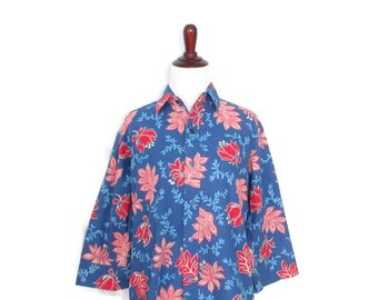 シャツ 80s' Vintage COSI flower design  shirts 80s Floral Shirt by Cosi L'uomo Short Sleeve Men's Shirt, Unisex