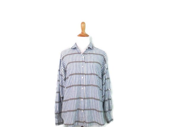 Vintage Angelique Imp. NYC Striped Soft Cotton Blouse Women's Small