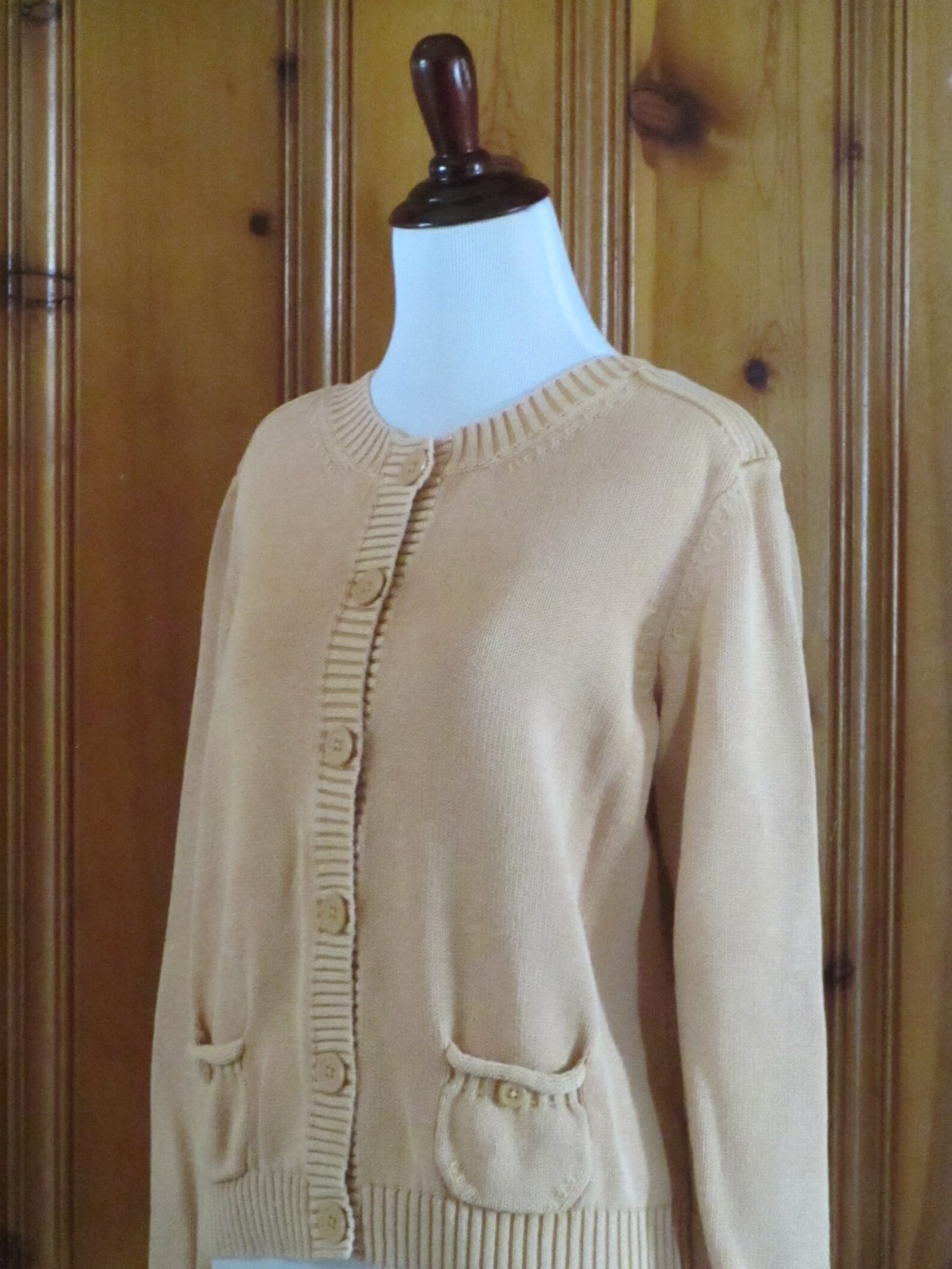 Vintage Pale Golden Yellow Sweater Button Front Buttery Yellow Cardigan