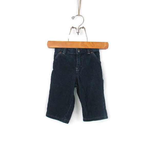 Old Navy Baby Corduroy Carpenter Pants Baby Size Medium 6-12 Months Vintage 2001 Dark Blue Cotton Pants with Elastic Stretch