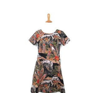 90&#39;s Hawaiian Surf Themed Cotton Mini Dress Women&#39;s Medium