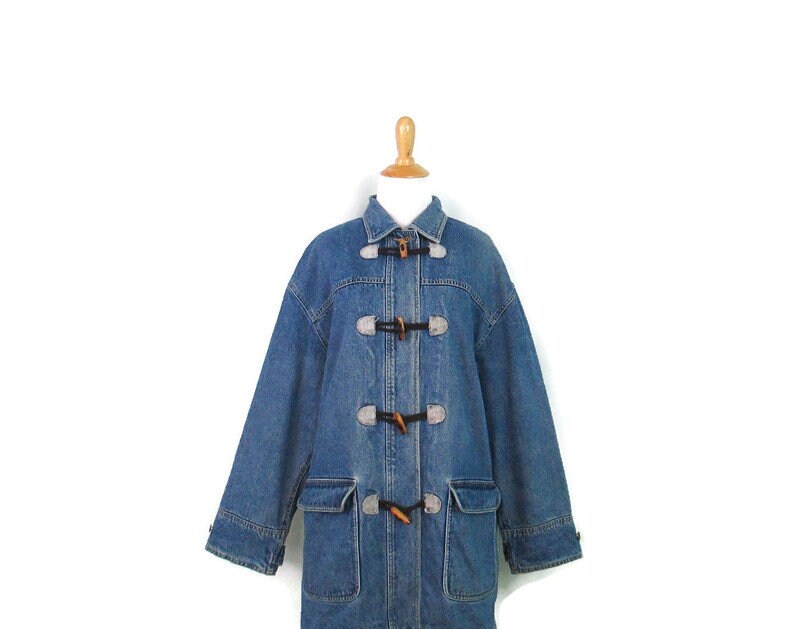 Vintage Plaid Lined Denim Chore Coat Distressed Liz Claiborne  
