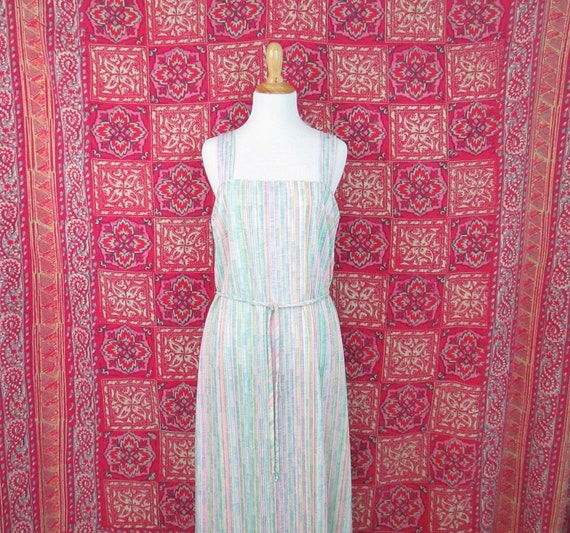 Vintage 1970's Colorful Striped Sundress Rainbow S