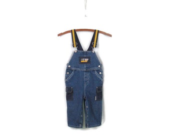 90's Weebok Reebok Salopette in denim per bambini Taglia per bambini 18 mesi Pantaloni con bretelle blu Jean