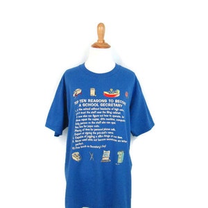 Vintage Funny School Secretary Shirt 1980's Novelty T-Shirt Top Ten Reasons to Become a School Secretary Shirt Fun 80's Hipster Tee