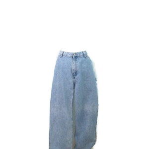 Vintage Sonoma Women's Size 16 Carpenter Jeans 90's Wider Leg High Waisted Light Wash Cotton Denim 32 Inch Waist