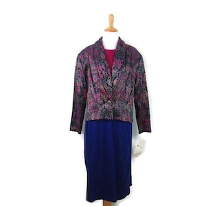 80er Jahre Color Block Kleid & Blazer Set - Damengröße 44 Petite