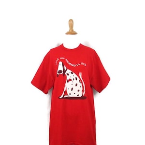 Maglietta grafica vintage anni '80 con cane: maglietta in cotone con punto singolo umoristico immagine 1