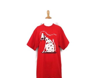Vintage 80s Dog Graphic Tee: Humorous Single Stitch Cotton Shirt