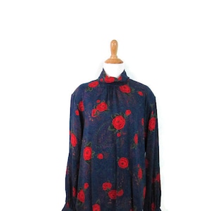 Vintage Pendleton Country Sophisticates Blouse 1980&#39;s Women&#39;s Size 14 Floral Paisley Long Sleeve High Neck Rayon Wool Blend Blouse