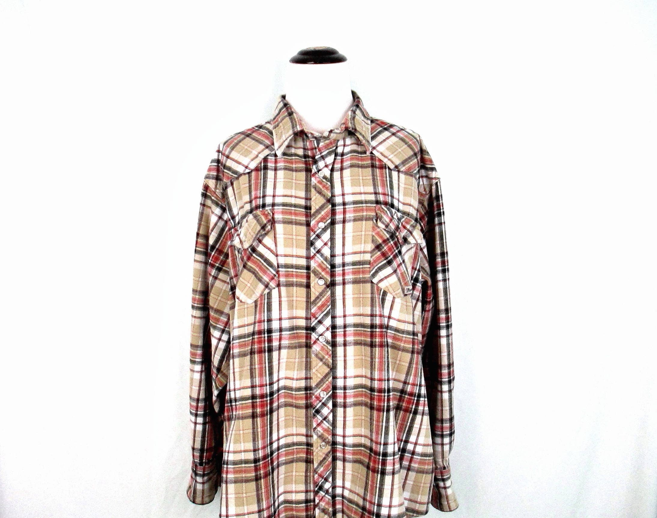 Vintage Wrangler Pearl Snap Flannel Western Cowboy Shirt - Etsy