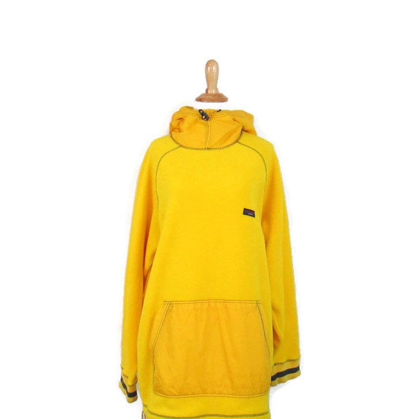 90's Tommy Hilfiger Fleece Hoodie Adult Medium Tommy Jeans Yellow Hooded Pullover