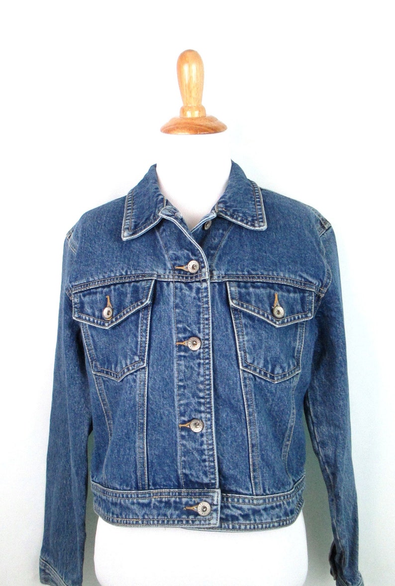 1990's Gap Blue Jean Jacket Vintage Embroidered Cropped - Etsy