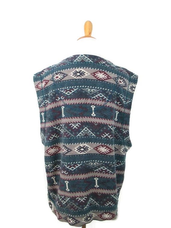 90's Button Front Abstract Striped Boho Vest Wome… - image 7