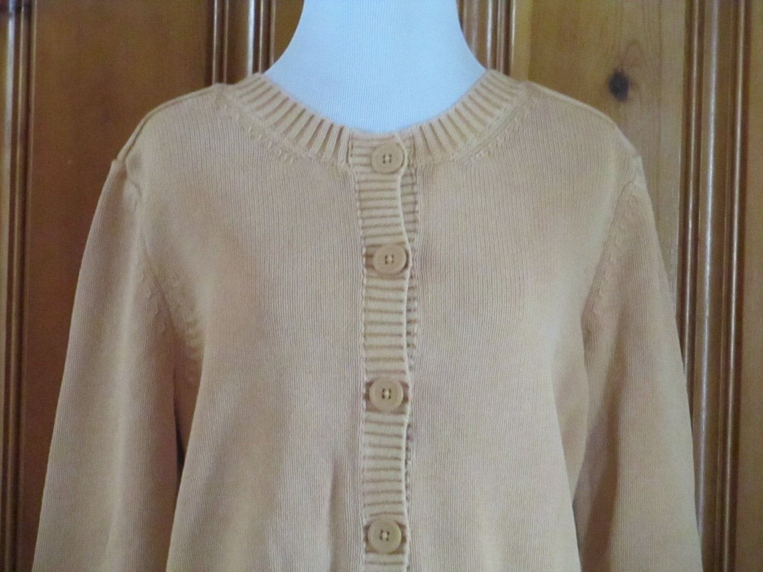 Vintage Pale Golden Yellow Sweater Button Front Buttery
