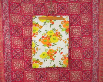 Vintage 70's Floral Muslin Flat Sheet Sears Roebuck and Company Twin Size Perma-Prest Retro Bed Linens