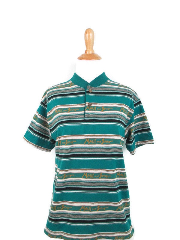 80's Maui and Sons Polo Shirt Vintage Striped Cotton Maui - Etsy