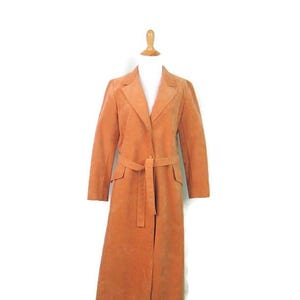 Vintage 1970&#39;s Suede Trench Coat Women&#39;s Abe Schrader Button Front Tie Belted Waist Coat