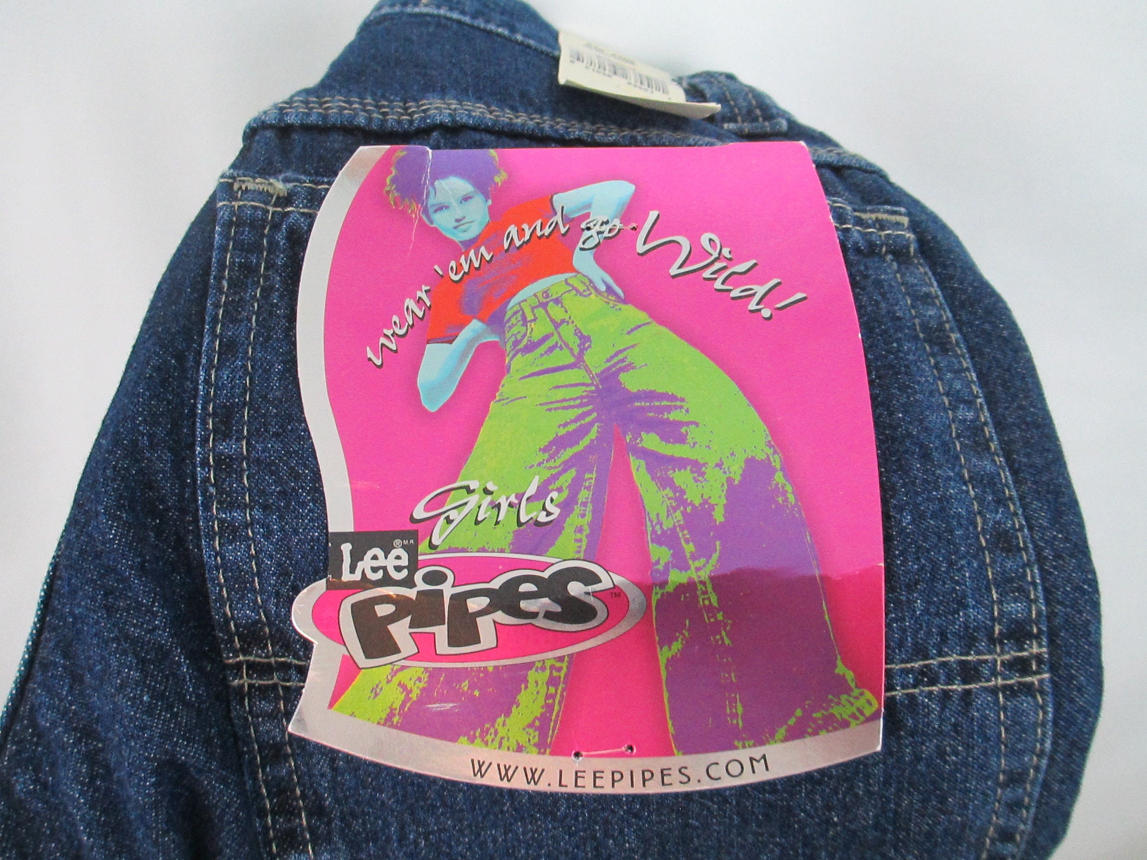90's Lee Pipes Girl's 10 Short Wide Leg Jeans NOS Vintage