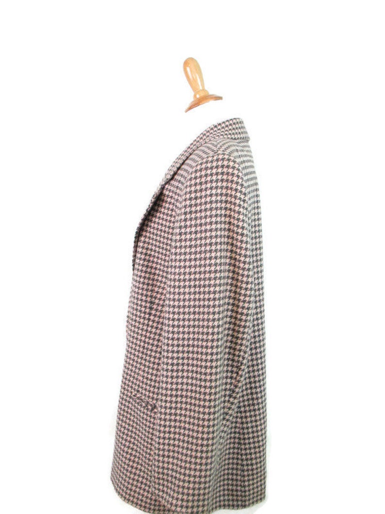 Vintage Pink Gray Houndstooth Blazer 1980/'s Wool Blend Padded Shoulder Fully Lined Women/'s Size 14 Blazer Classic 80s Structured Suit Jacket