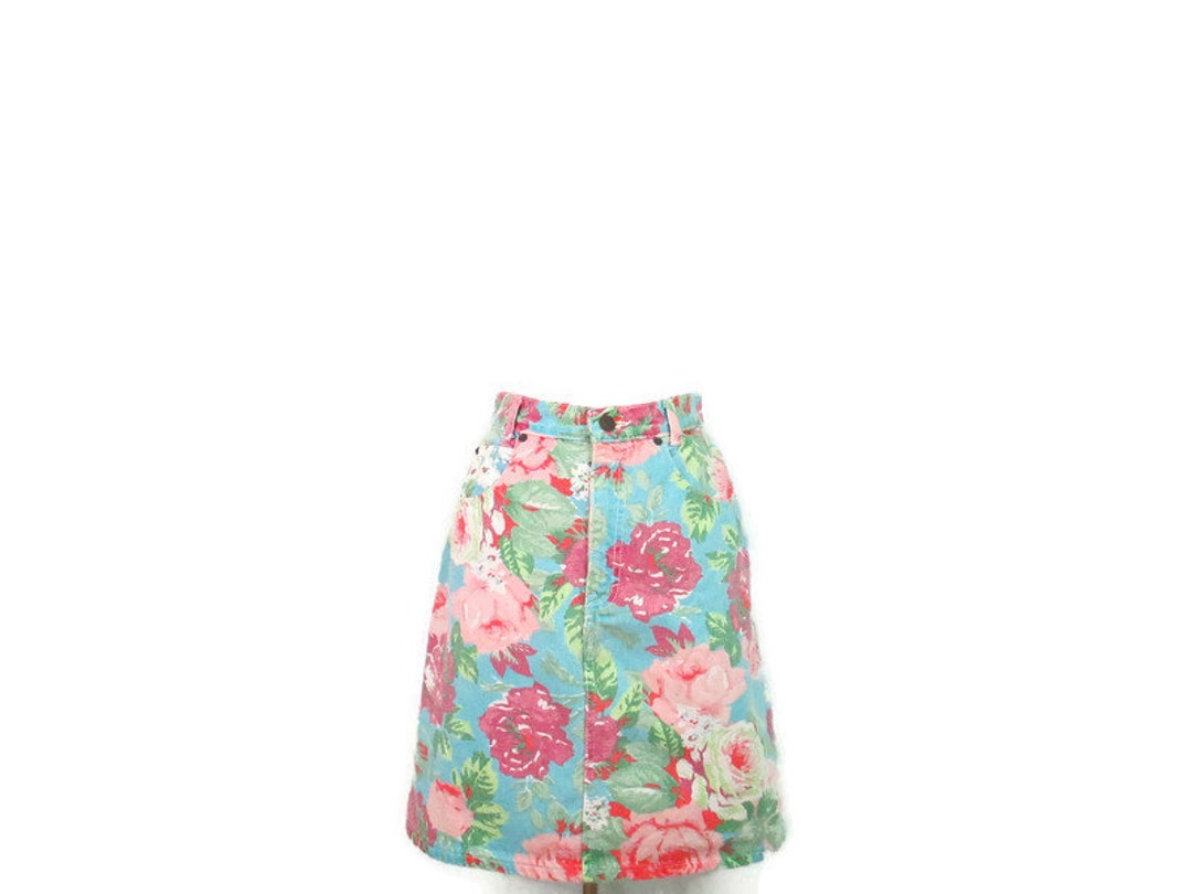 Vintage Palmetto's Floral Print Denim Skirt Women's Size 9