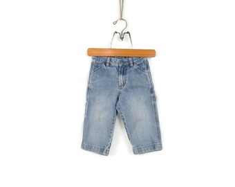 Baby Gap Carpenter Jeans 18-24 Monate Kleinkind Größe Hellblau Baumwolle Elastische Taille Kinder Vintage Denim
