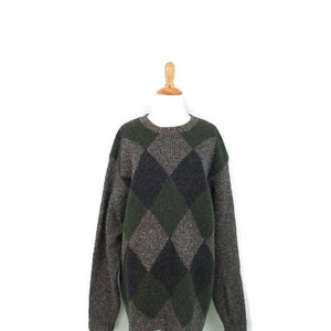 Vintage Docker's Argyle Sweater 90's XL Wool Blend Neutral Tone